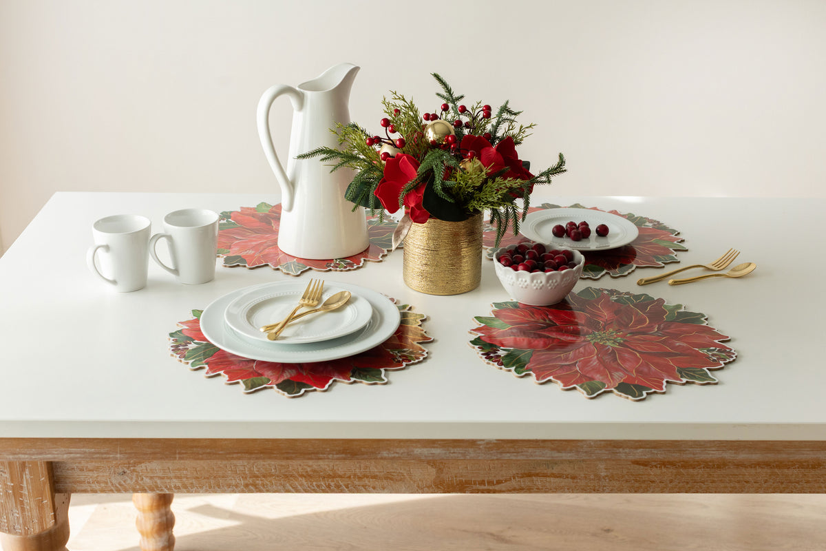 Poinsettia Glow Cork Placemats