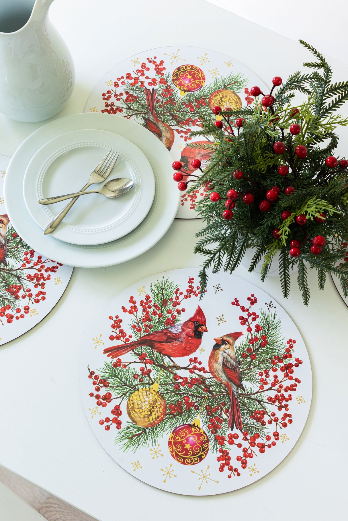 Festive Cardinals Cork Placemats