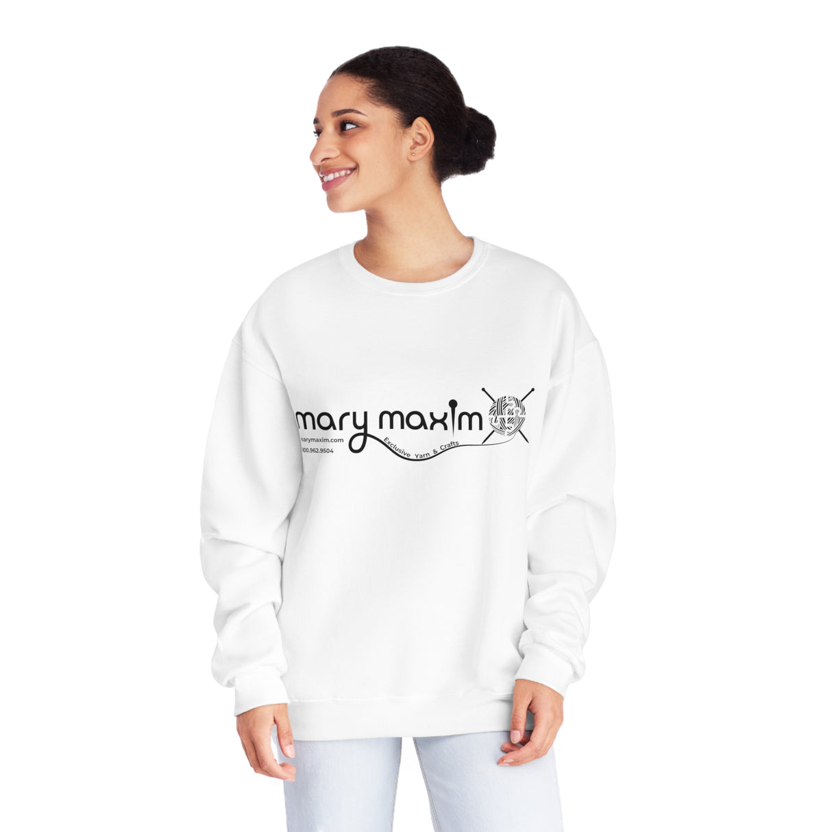 Mary Maxim Crewneck Sweatshirt - White & Black Logo - Unisex