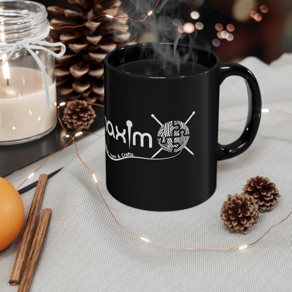 Mary Maxim Black Mug - 11oz