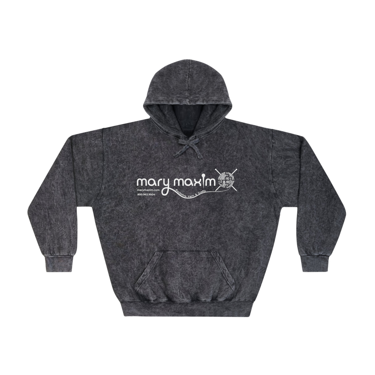 Mary Maxim Mineral Wash Hoodie - White Logo - Unisex