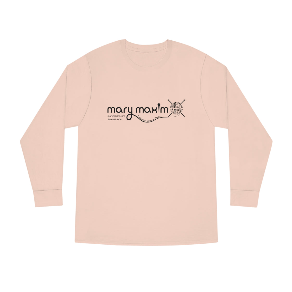 Mary Maxim Long Sleeve Tee - White & Black Logo - Unisex