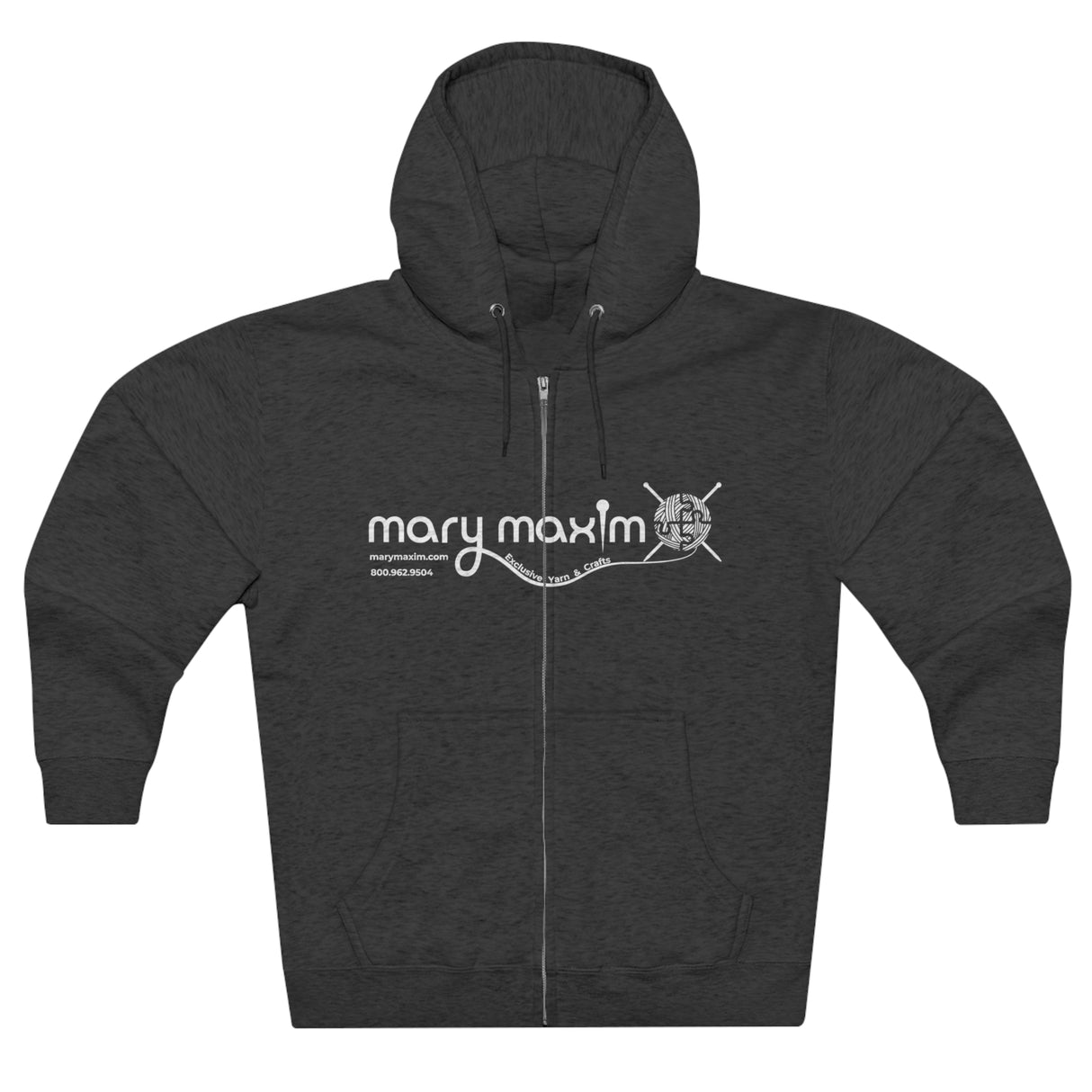 Mary Maxim Full Zip Hoodie - White & Black Logo - Unisex