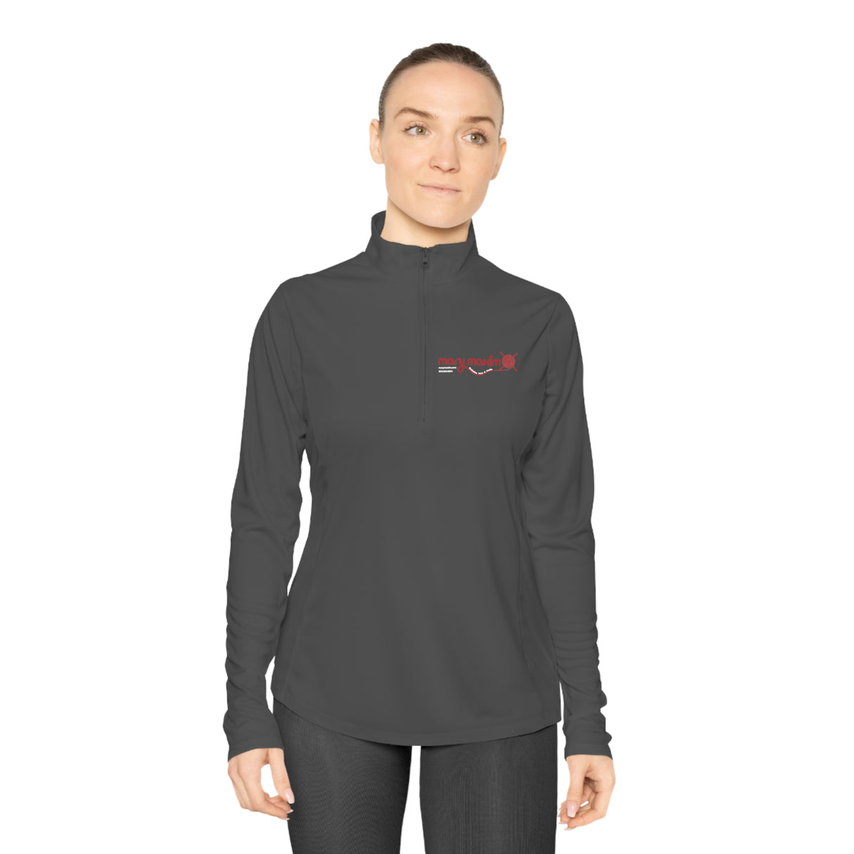 Ladies Mary Maxim Quarter-Zip Pullover - Red Logo