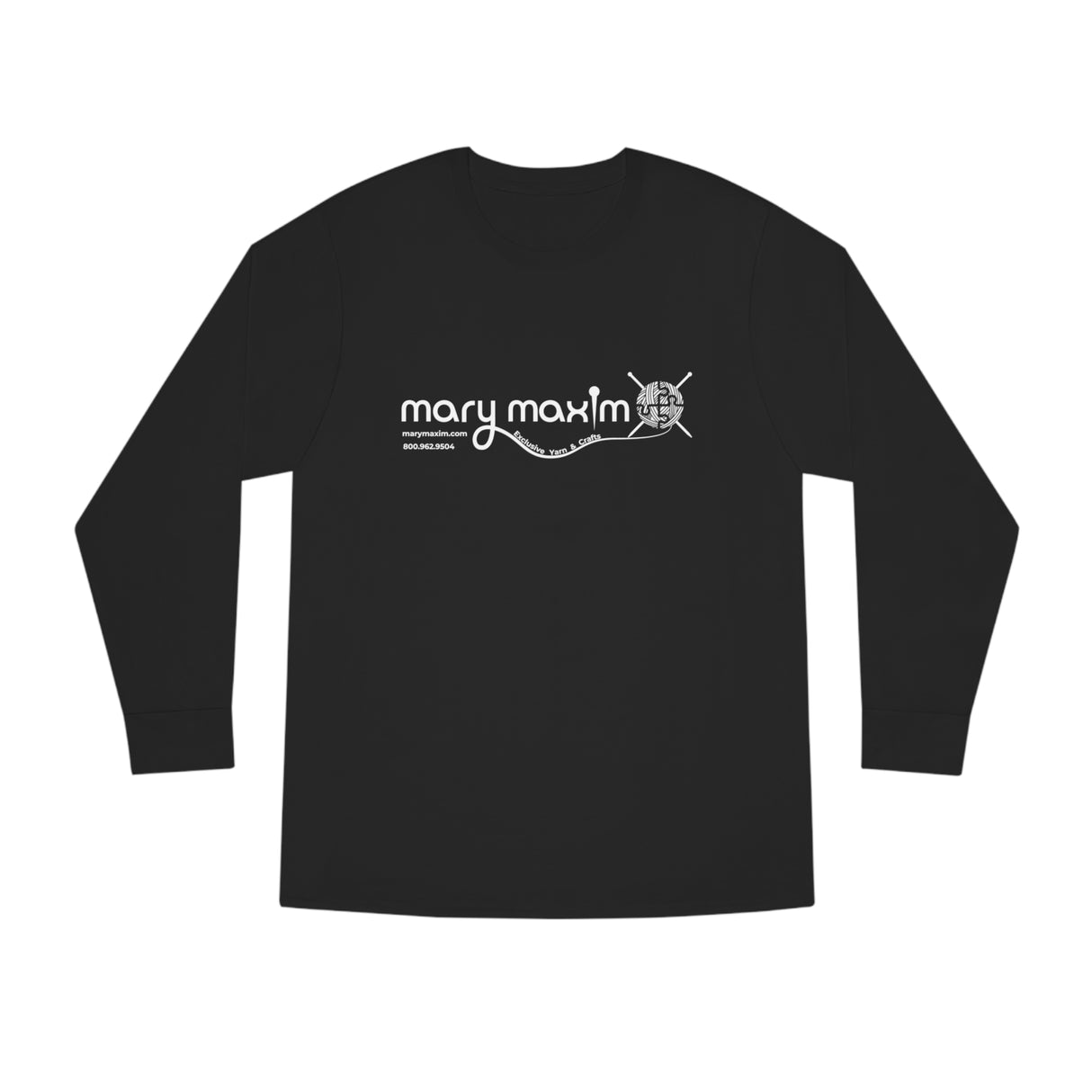 Mary Maxim Long Sleeve Tee - White & Black Logo - Unisex
