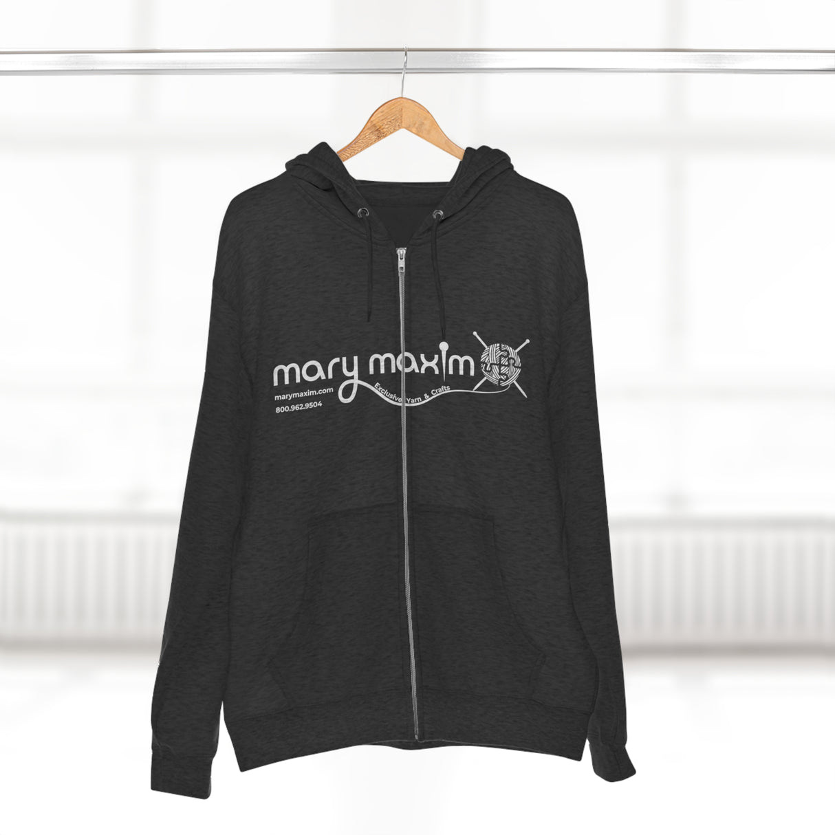 Mary Maxim Full Zip Hoodie - White & Black Logo - Unisex