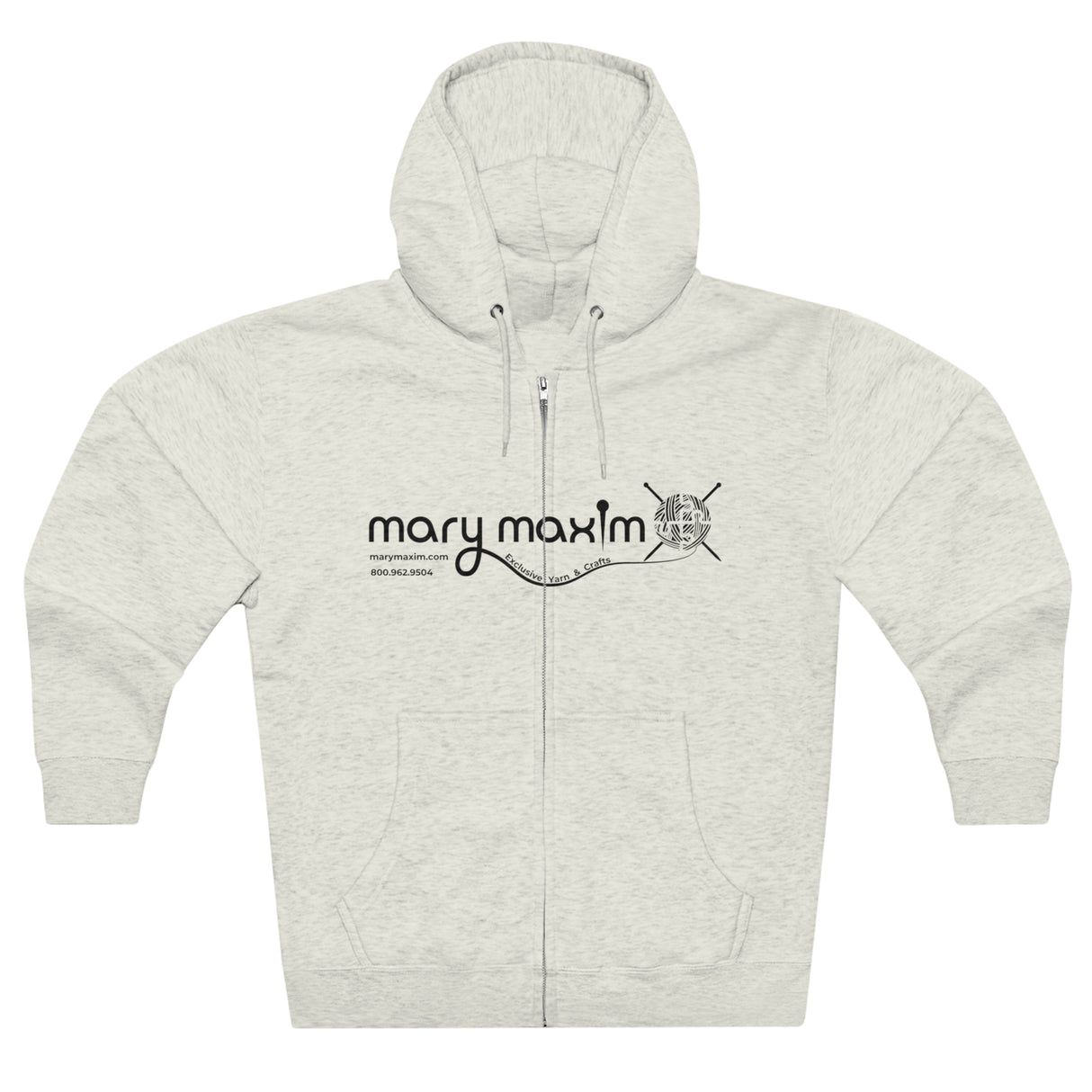 Mary Maxim Full Zip Hoodie - White & Black Logo - Unisex