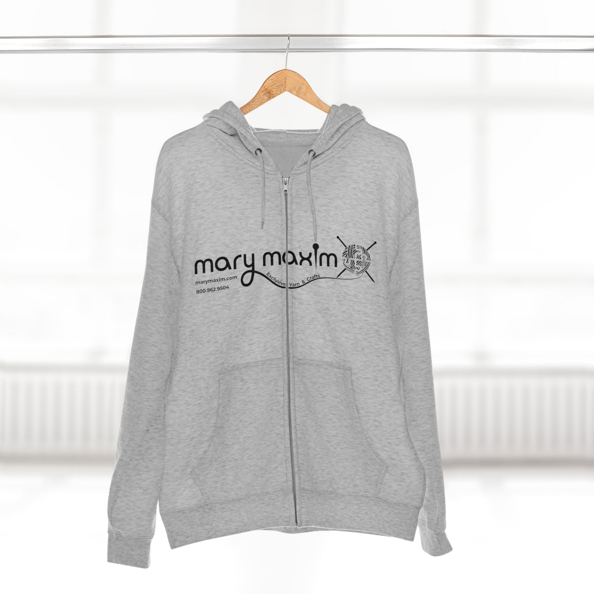 Mary Maxim Full Zip Hoodie - White & Black Logo - Unisex