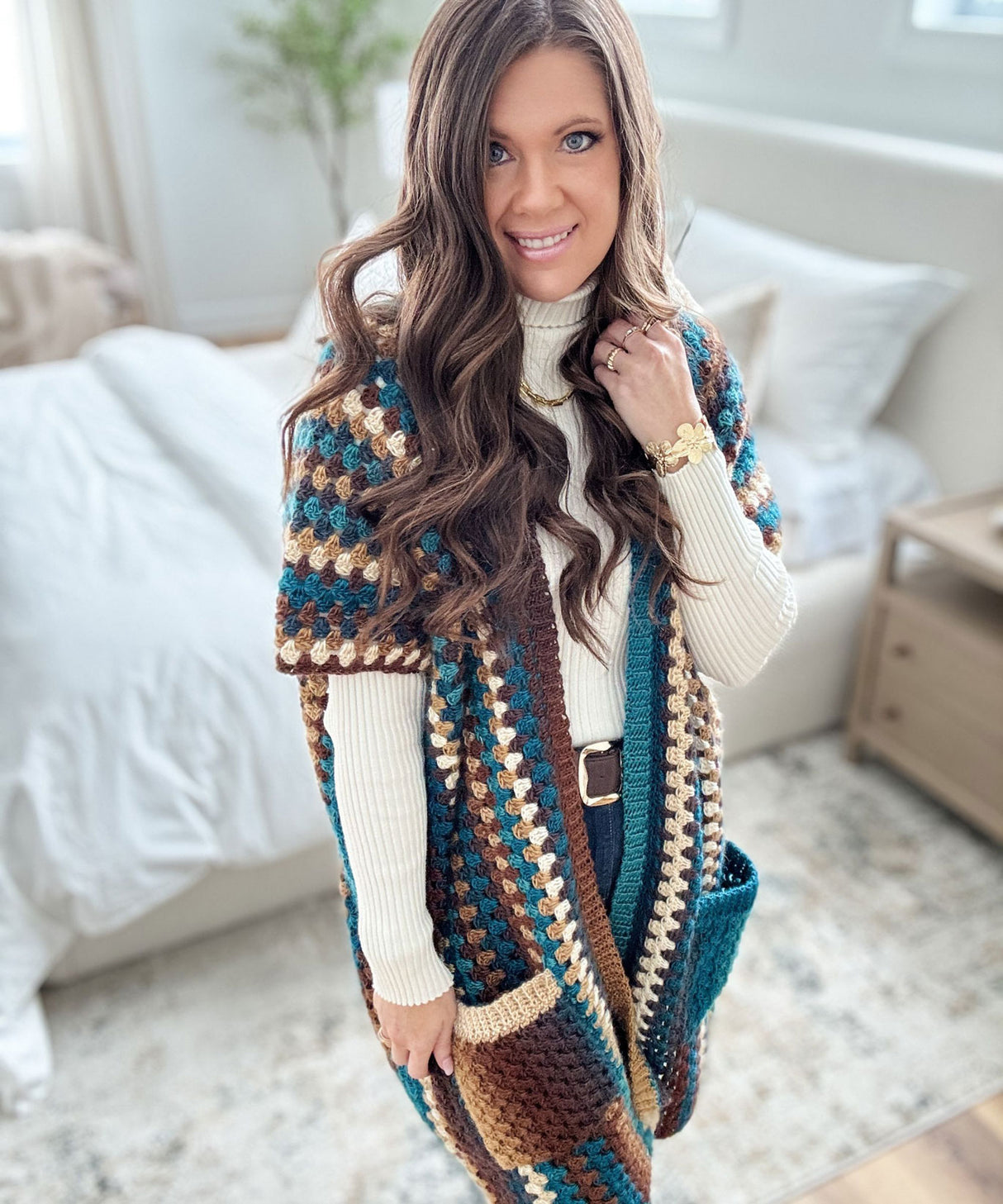 Long Granny Pop Ruana