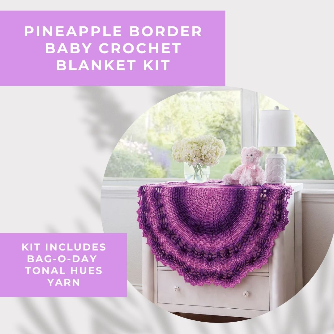 Pineapple Border Baby Crochet Blanket