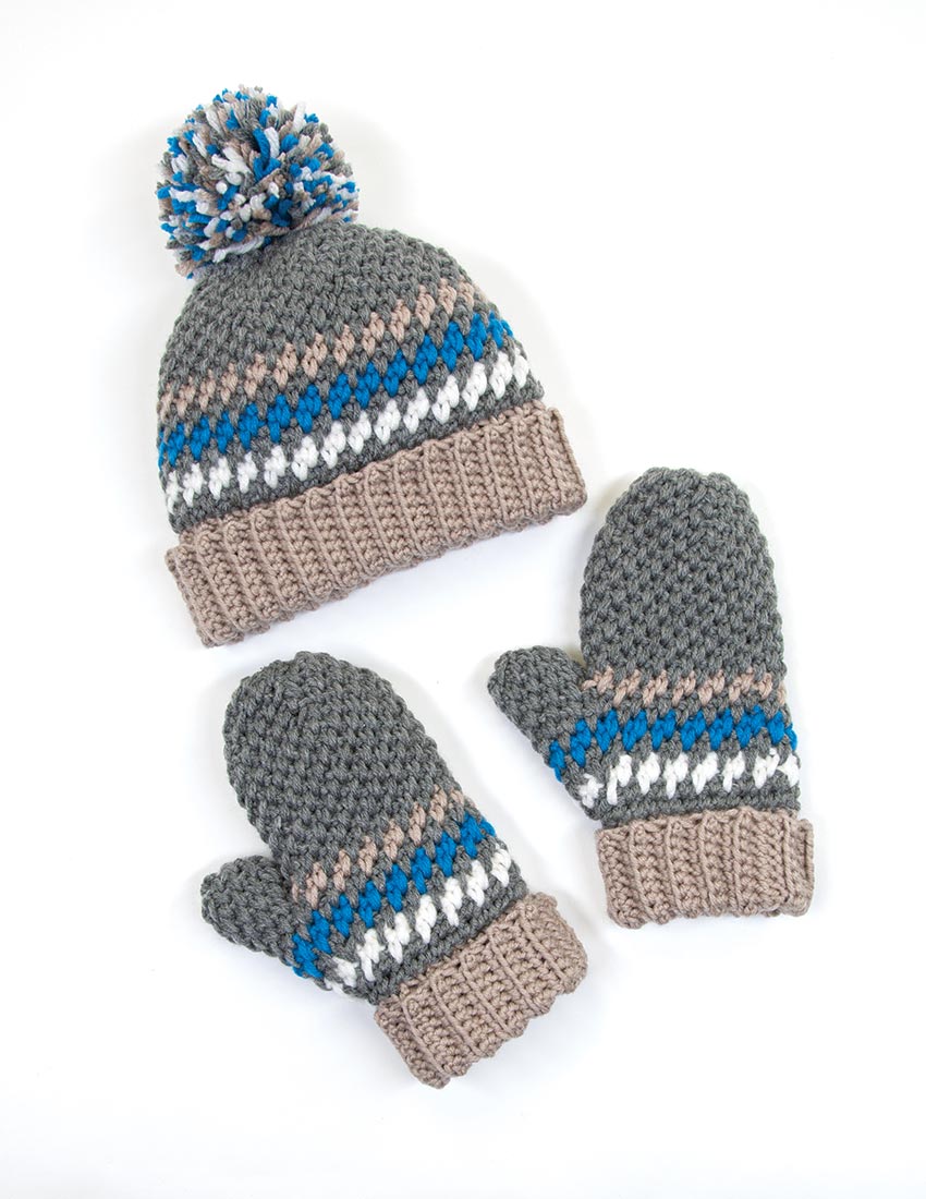 Patrón de gorro, guantes y diadema