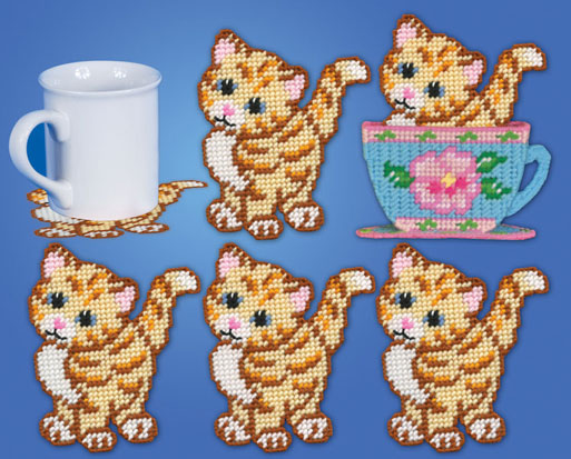 Teacup Kitties Coasters Plastic Canvas Kit