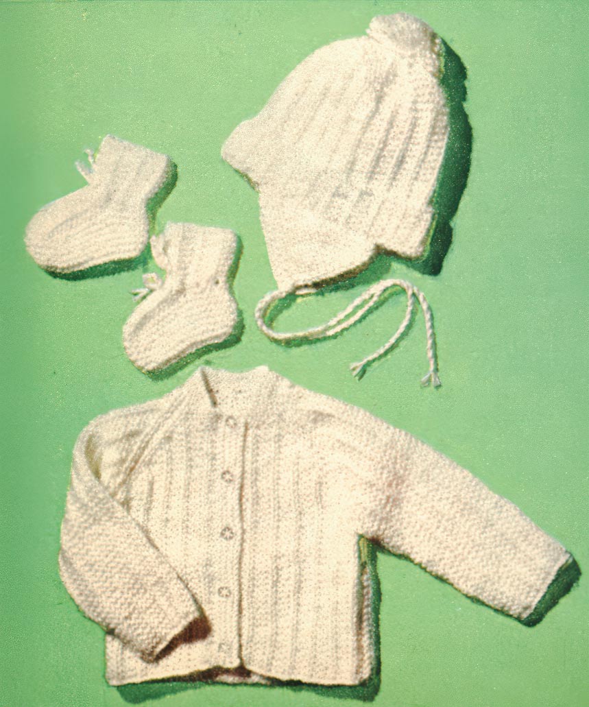 Baby Sweater, Hat & Booties Pattern