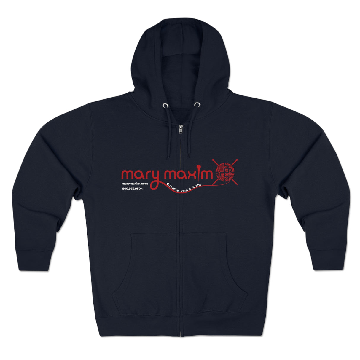 Mary Maxim Full Zip Hoodie - Red Logo - Unisex