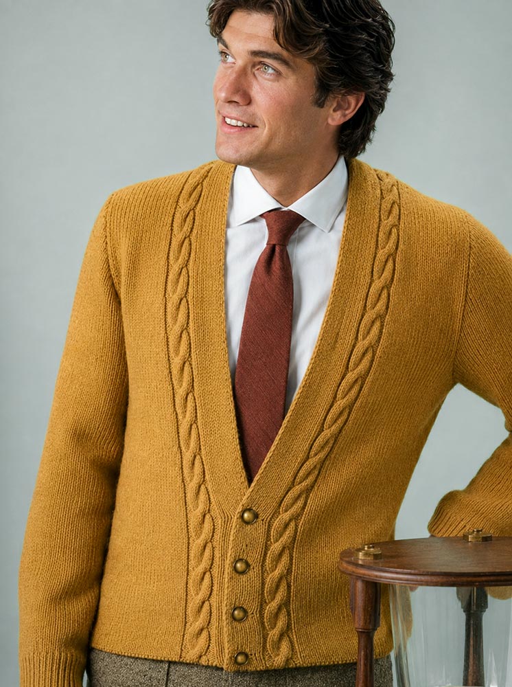 Patron de cardigan torsadé pour homme