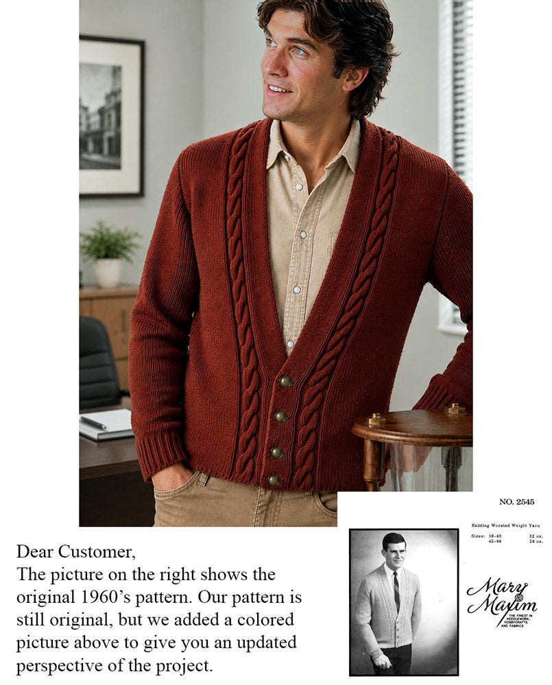 Patrón de cárdigan de ochos para hombre