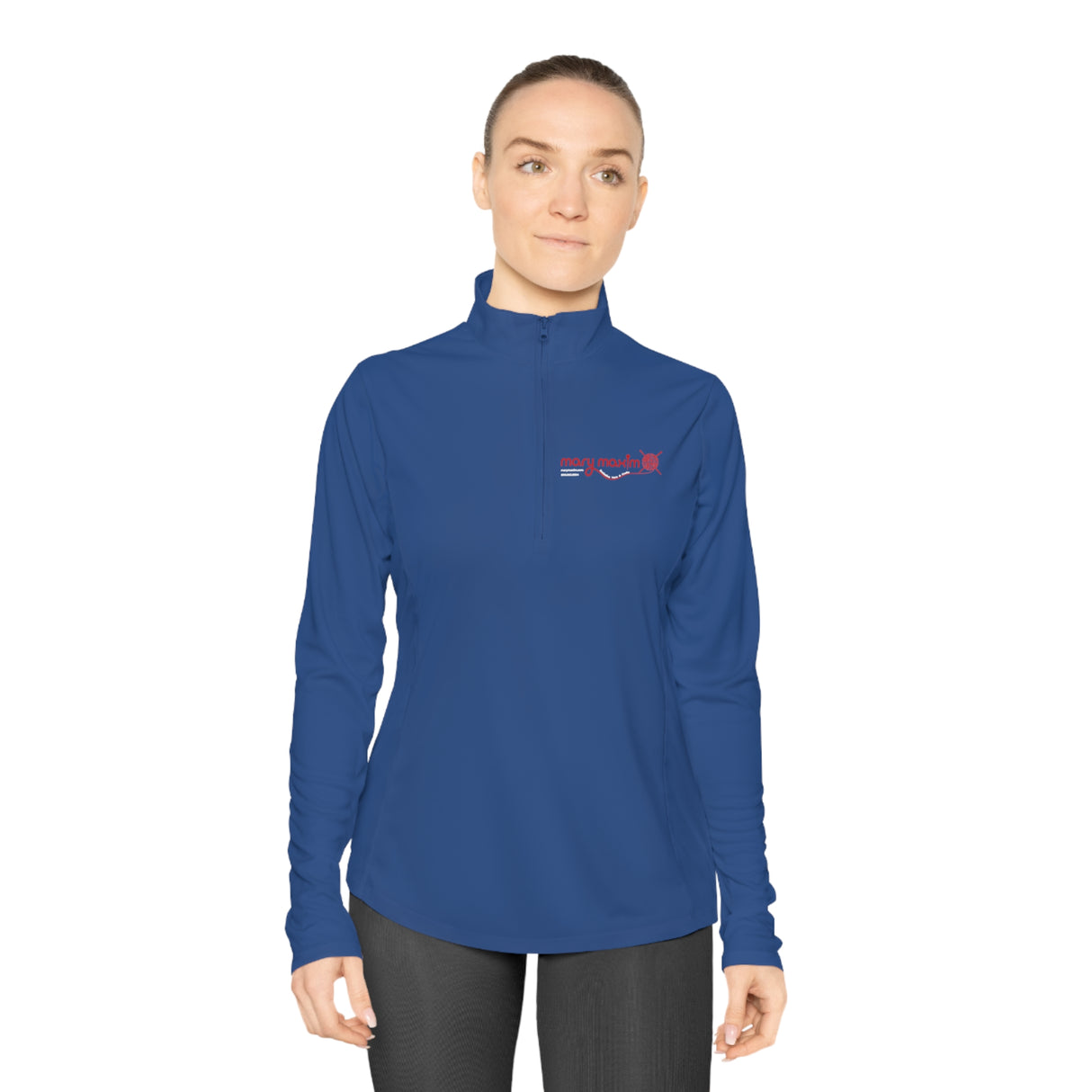 Ladies Mary Maxim Quarter-Zip Pullover - Red Logo