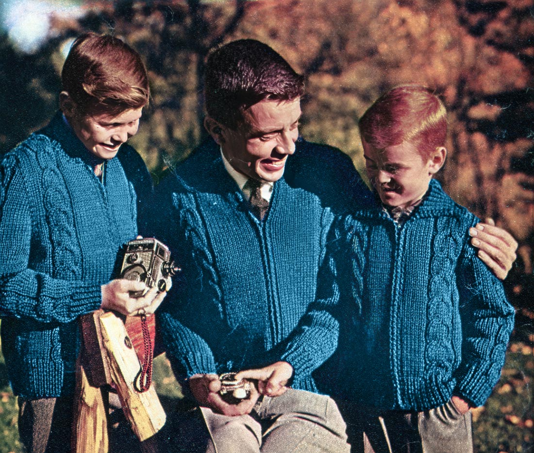 Boy's and Men's Cable Cardigan Pattern