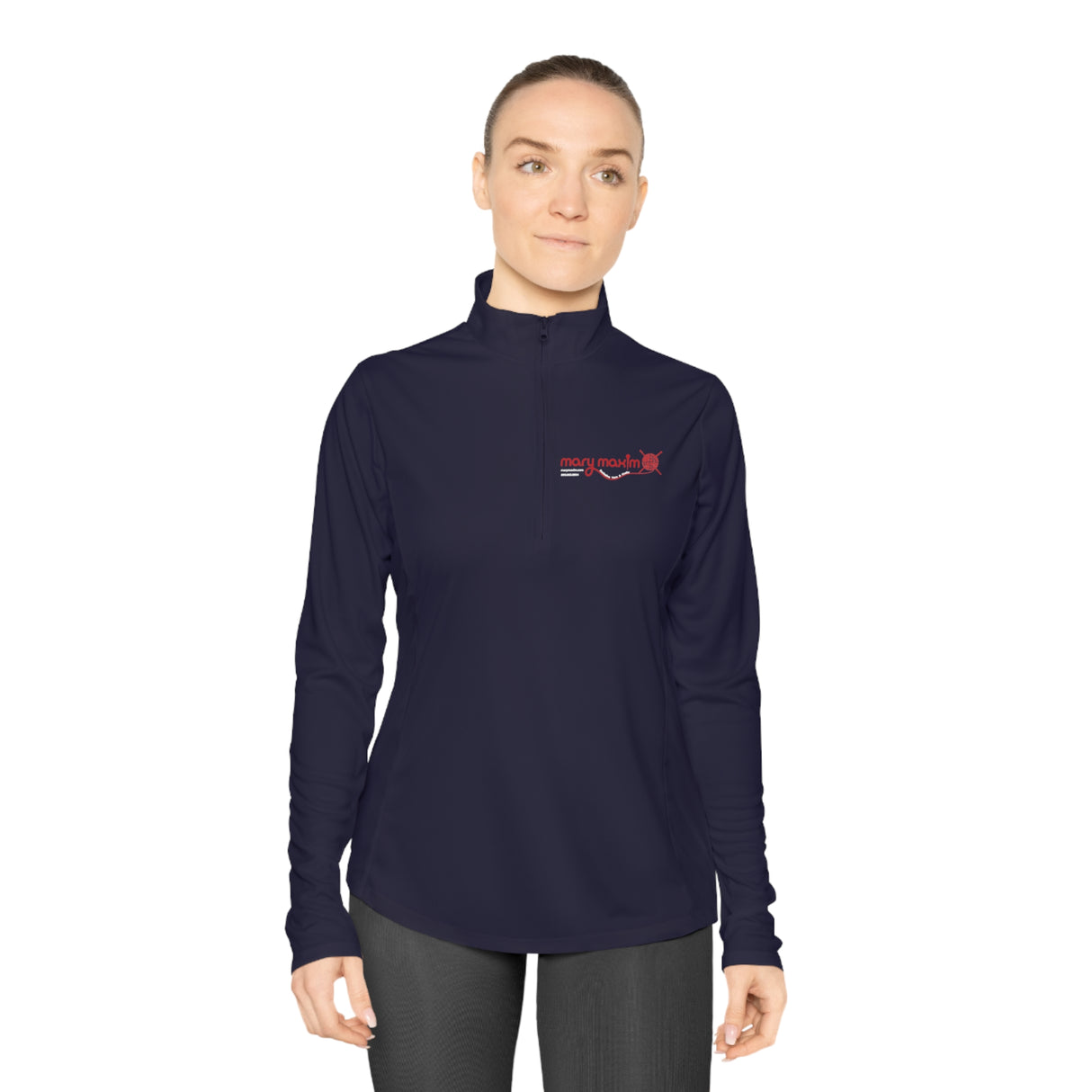 Ladies Mary Maxim Quarter-Zip Pullover - Red Logo
