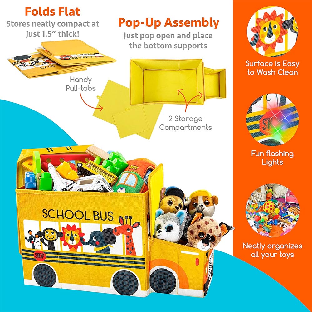 Yellow School Bus Toy Storage Container