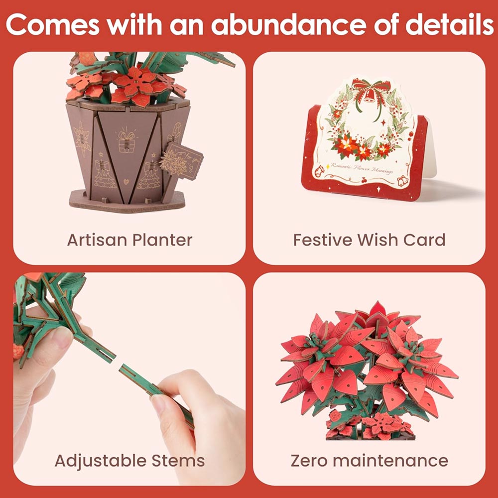 Poinsettia Wood Model Kit