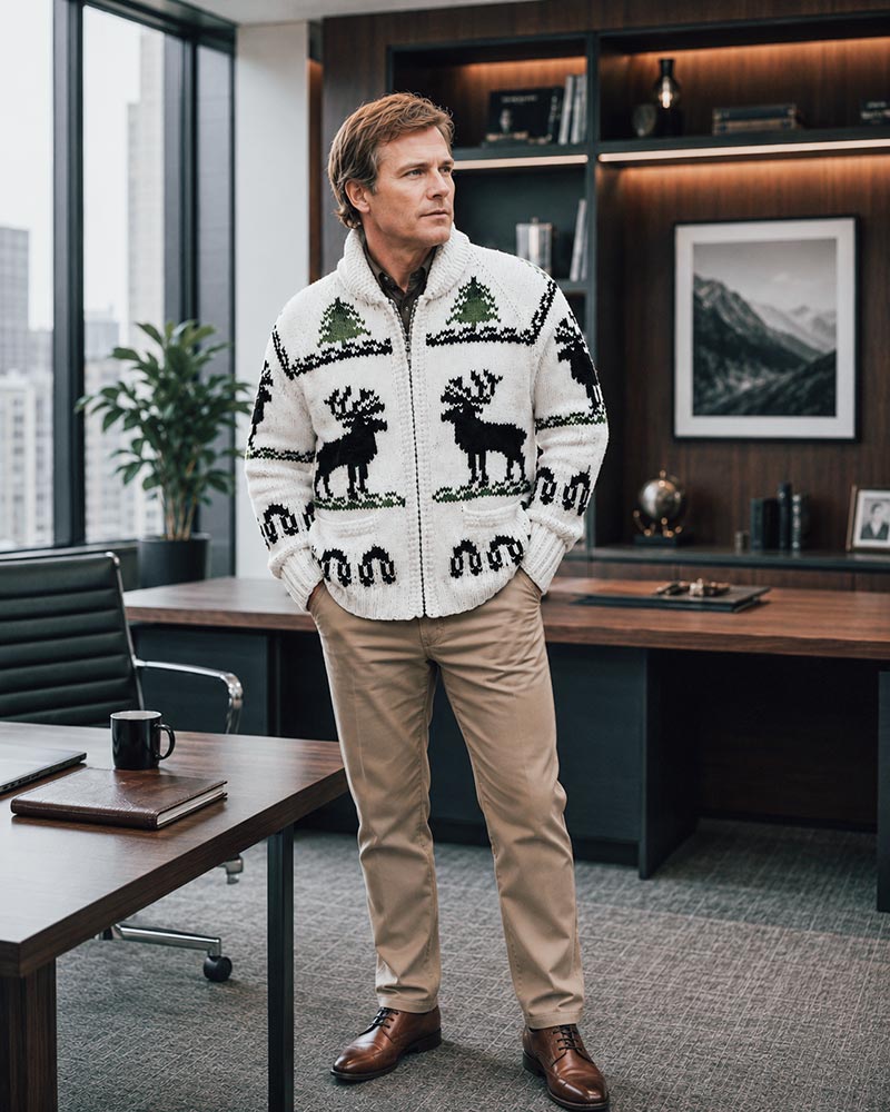 Men's Reindeer Cardigan Pattern