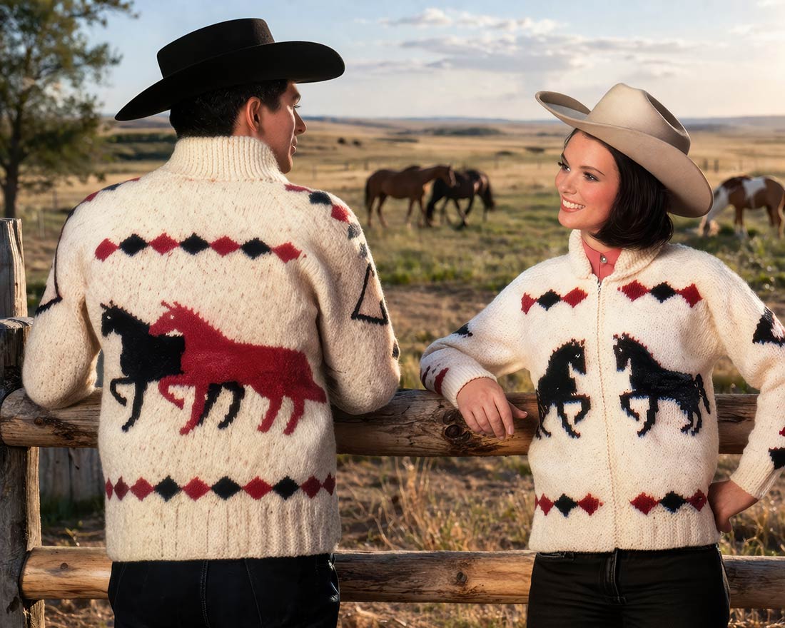 Patrón de cárdigan Prairie Prancers para adultos