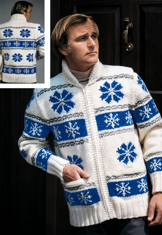 Patrón de cárdigan de copo de nieve para hombre