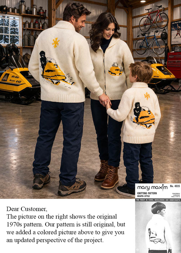 Children's Snowmobile Cardigan Pattern
