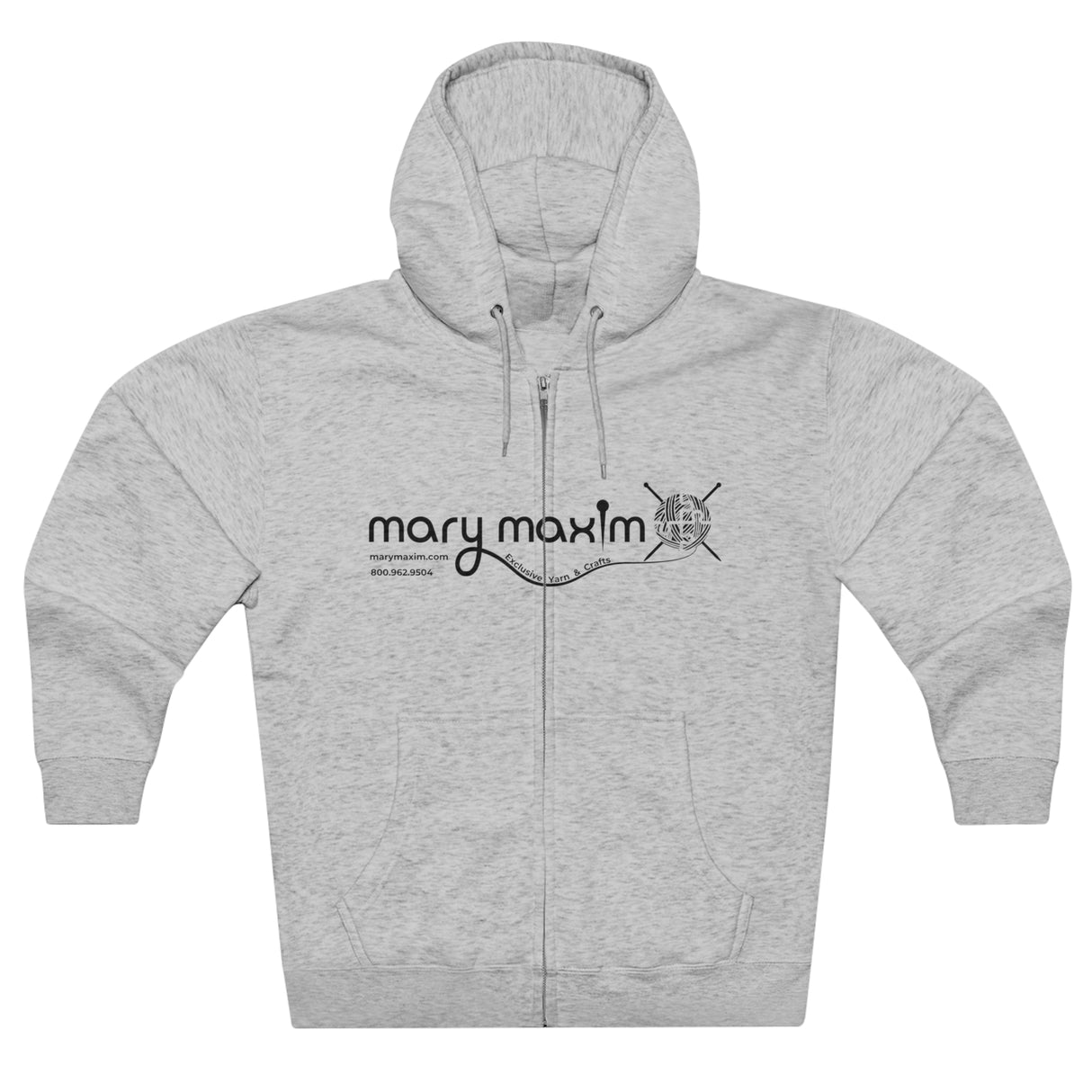 Mary Maxim Full Zip Hoodie - White & Black Logo - Unisex