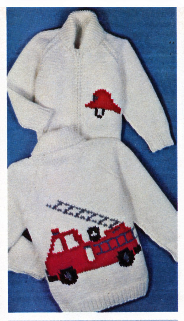 Youth Fire Engine Cardigan Pattern