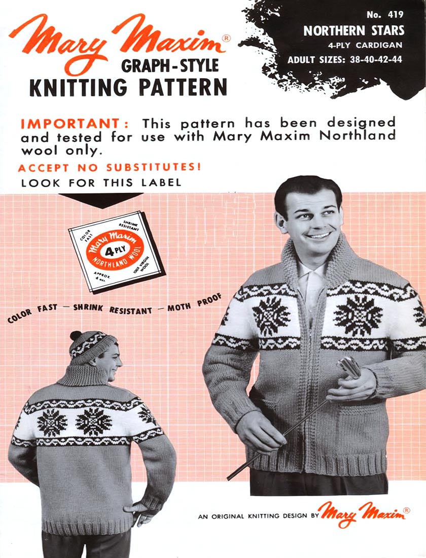 Men's or Ladies' Northern Stars Cardigan Pattern