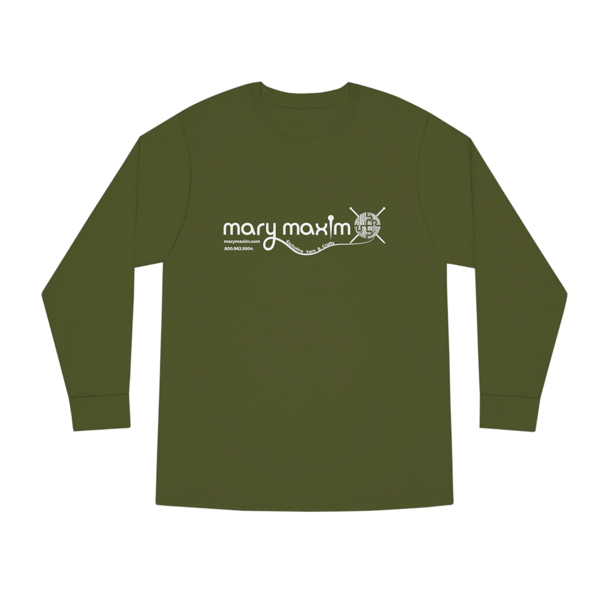 Mary Maxim Long Sleeve Tee - White & Black Logo - Unisex