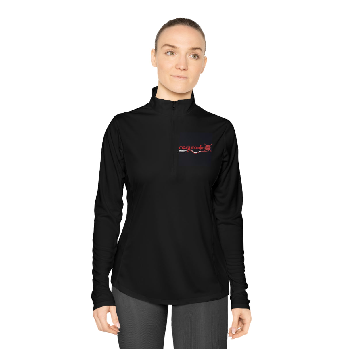 Ladies Mary Maxim Quarter-Zip Pullover - Red Logo