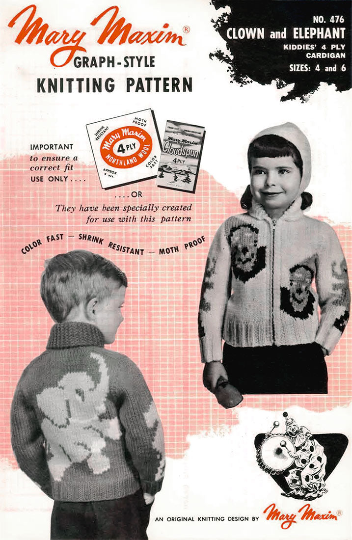 Clown and Elephant Cardigan Pattern