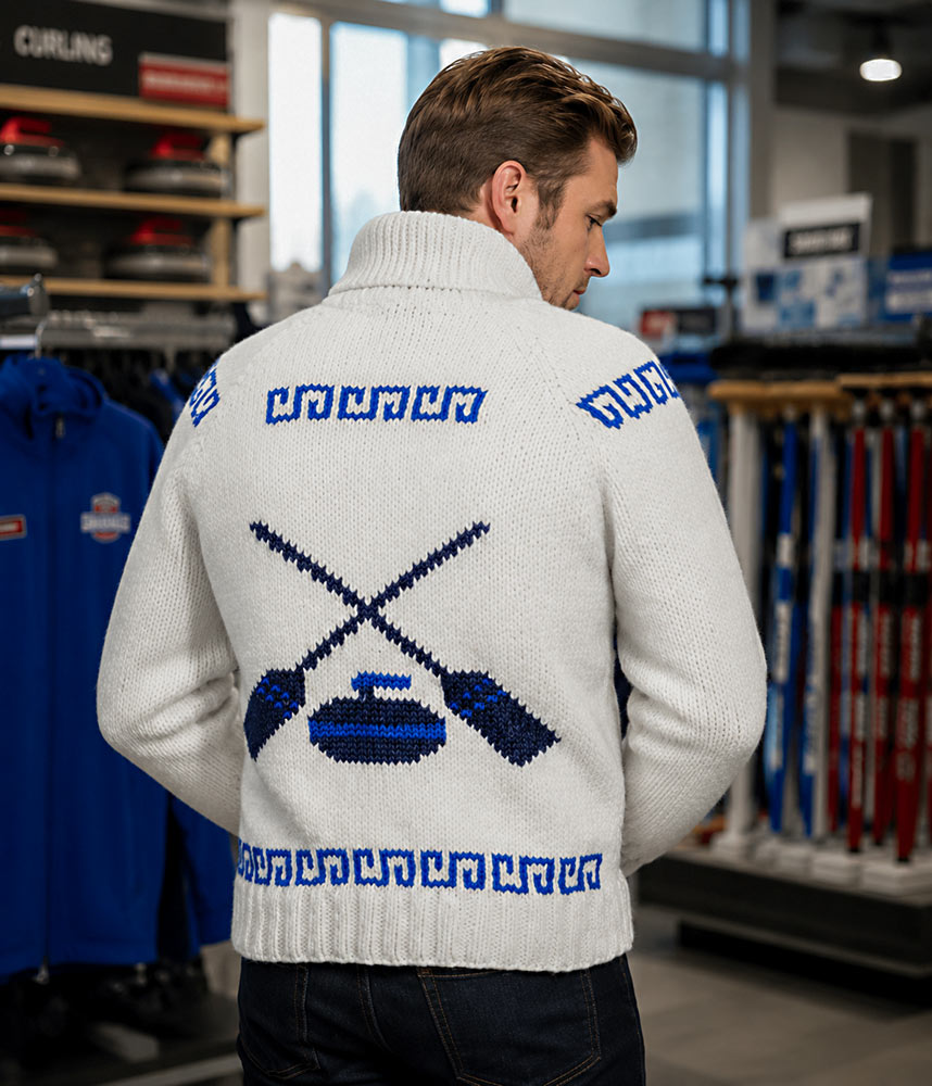 Modèle de cardigan et de tuque curling