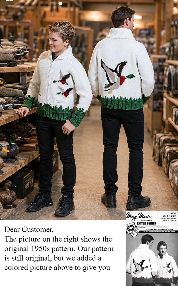 Ladies' and Youth Mallard Cardigan Pattern