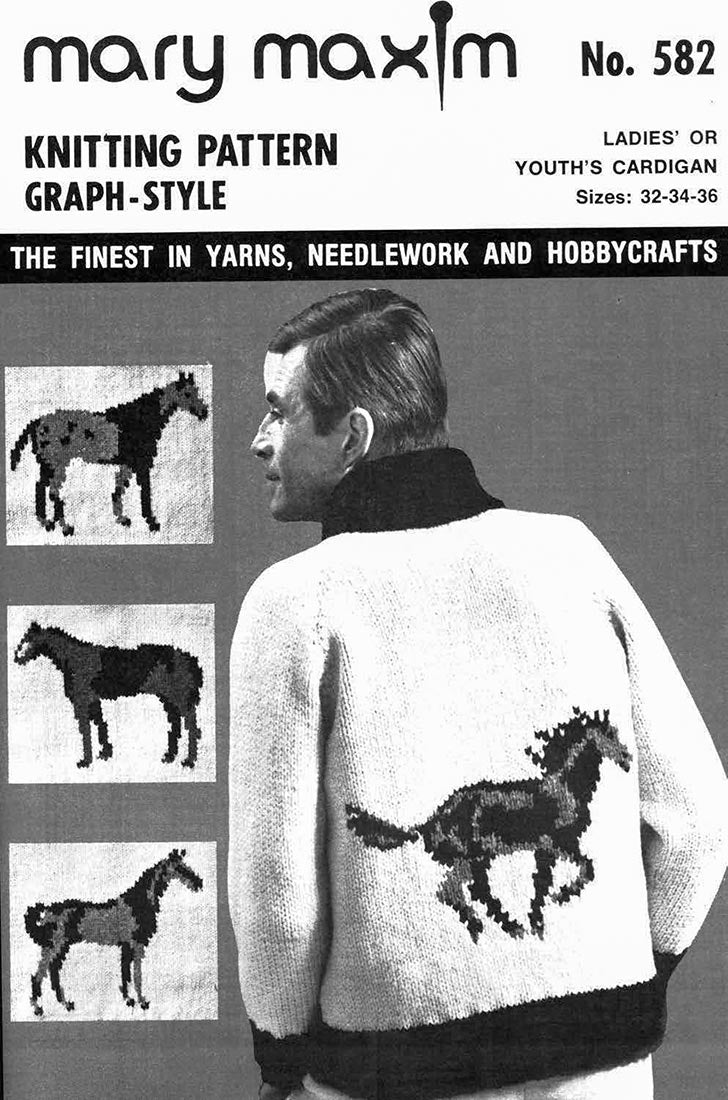 Ladies' or Youth's Horses Cardigan Pattern