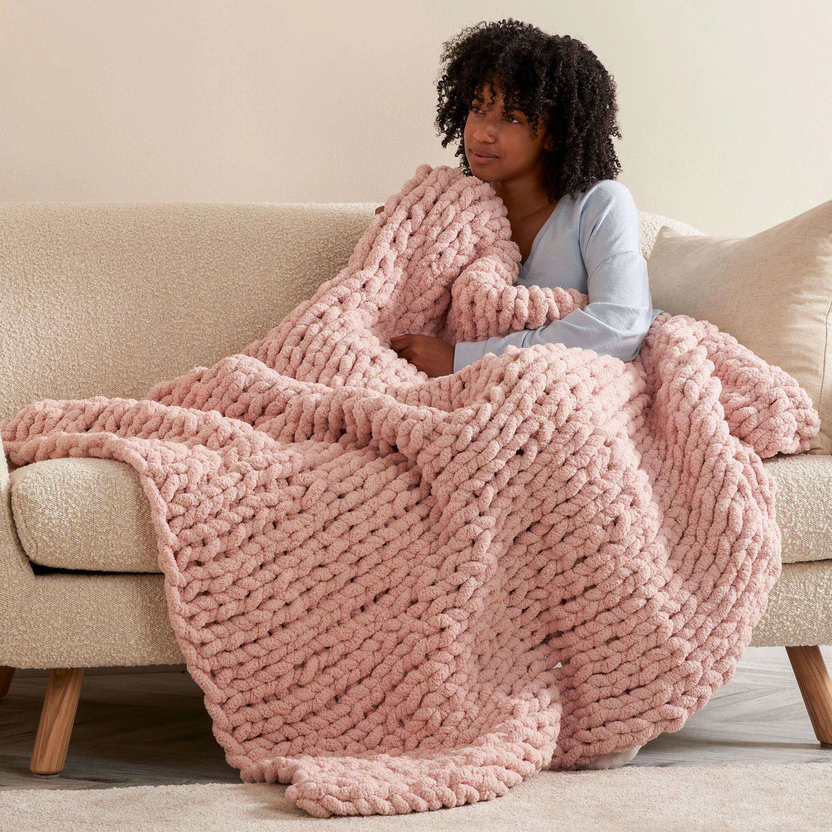 Free Bernat Super Stocking Stitch Knit Blanket Pattern