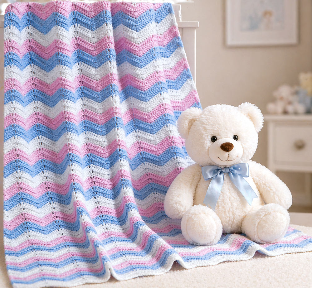 Baby's Ripple Knit Afghan Pattern