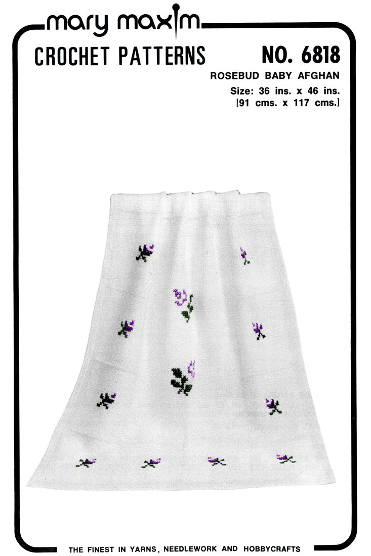 Patrón afgano de bebé capullo de rosa de ganchillo