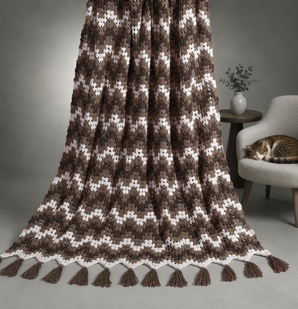 Motif afghan ondulé en dentelle