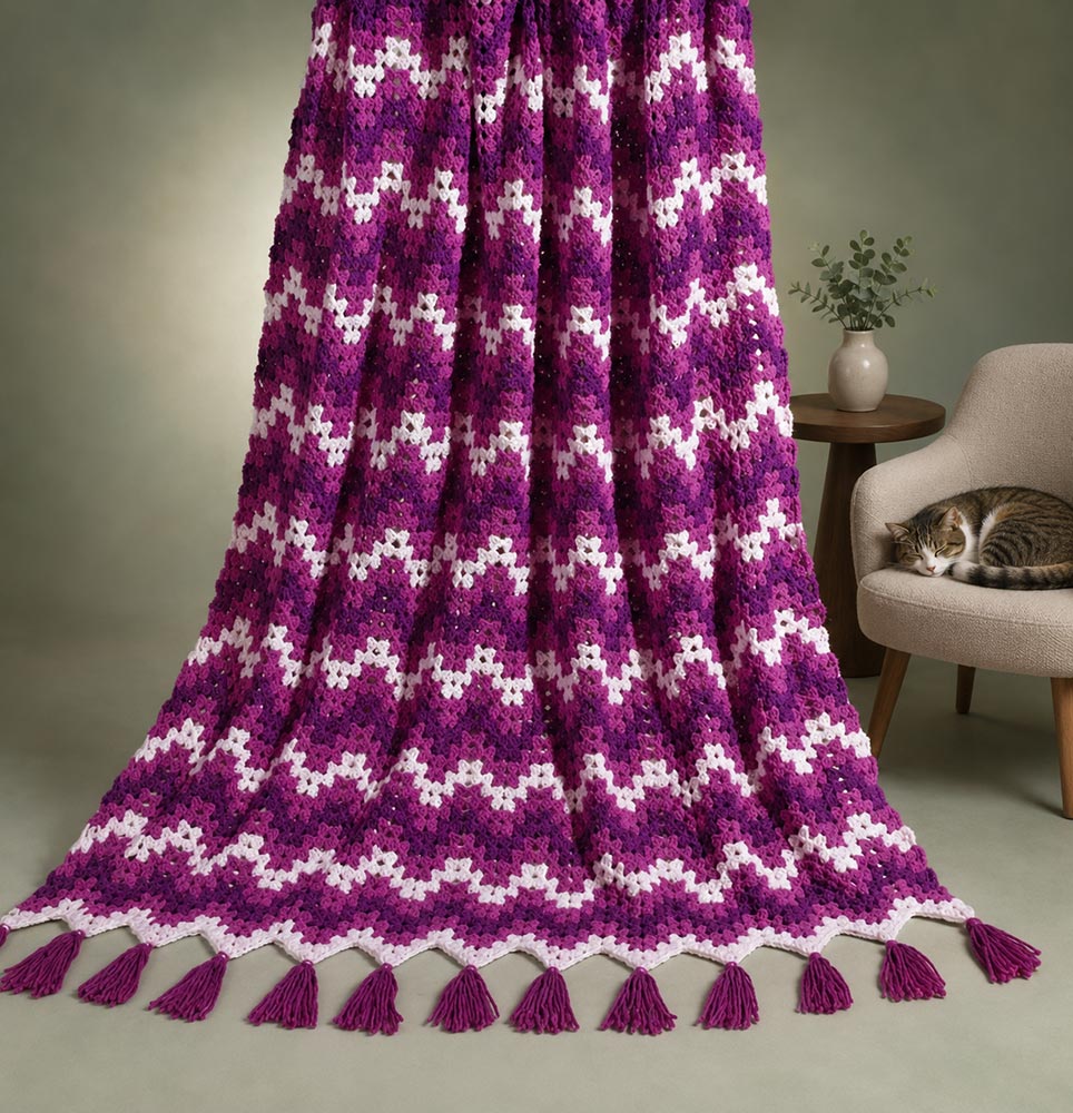 Motif afghan ondulé en dentelle