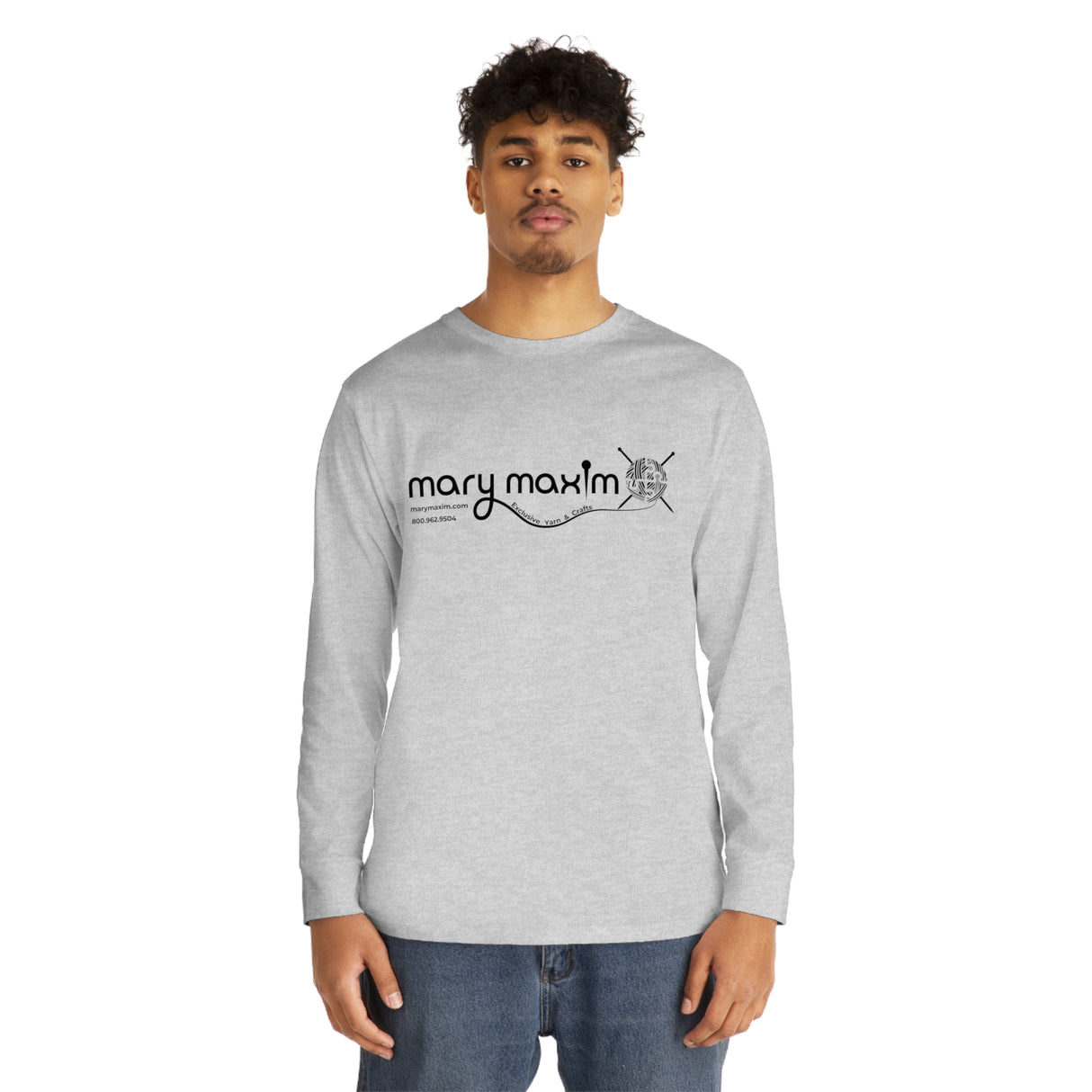 Mary Maxim Long Sleeve Tee - White & Black Logo - Unisex