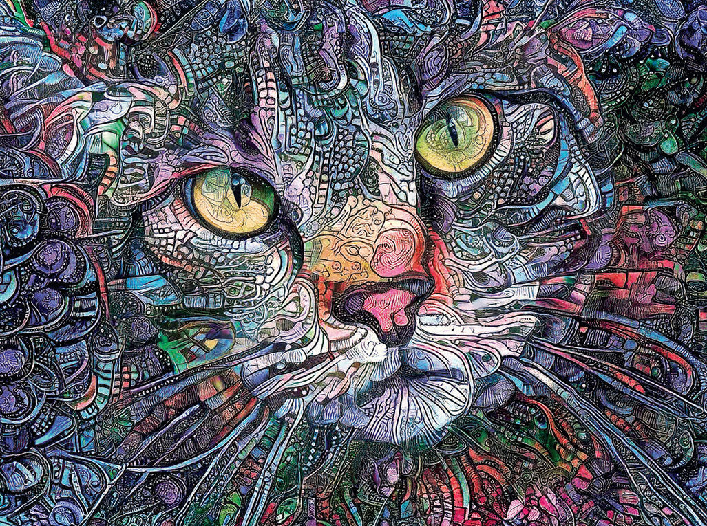Psychedelic Kitty Cat Jigsaw Puzzle