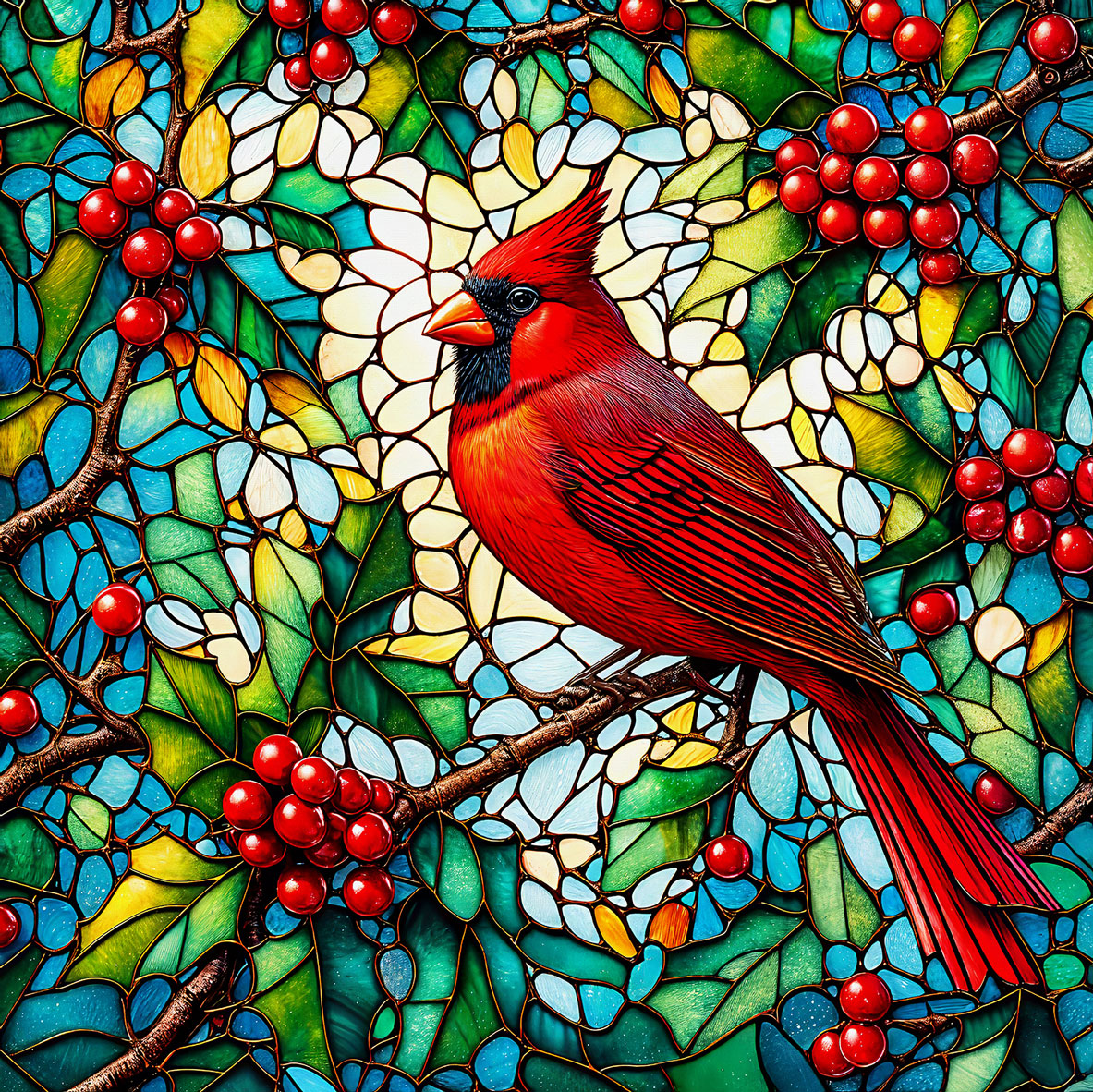 Cardinal and Holly Jigsaw Puzzle