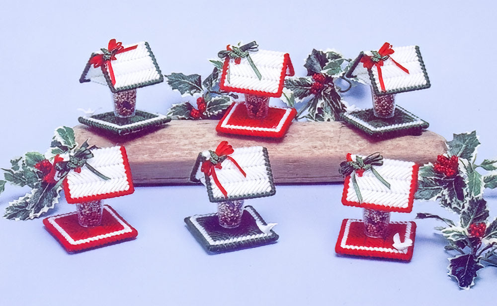 Patrón de comederos para pájaros de lona plástica