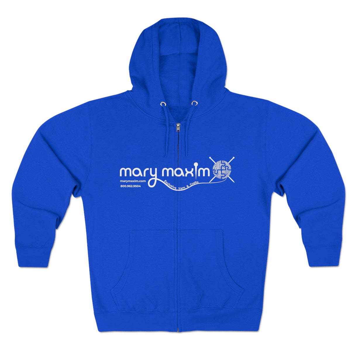 Mary Maxim Full Zip Hoodie - White & Black Logo - Unisex