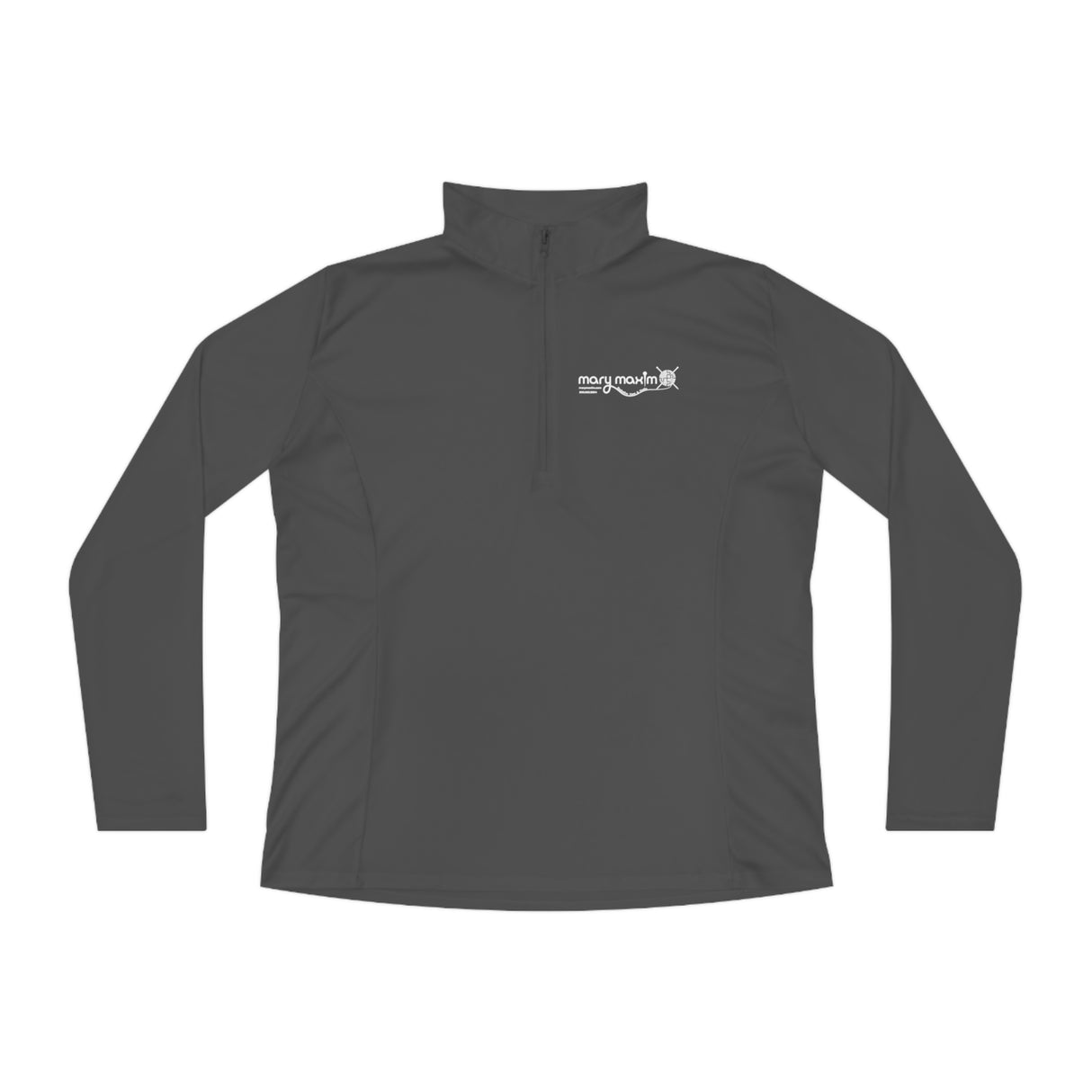 Ladies Mary Maxim Quarter-Zip Pullover - White & Black Logo