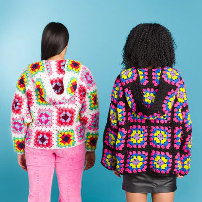 Free Red Heart Granny Crochet Hoodie Pattern Version 2
